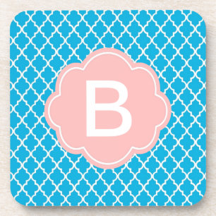 Trendy, elegant, cool, modern, aqua blue quatrefoi getränkeuntersetzer