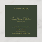 Trendy Elegant Dark Green Handwritten Gold Text Quadratische Visitenkarte (Rückseite)