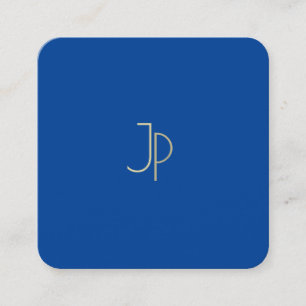 Trendy Elegant Deep Blue Modern Monogram Template Quadratische Visitenkarte