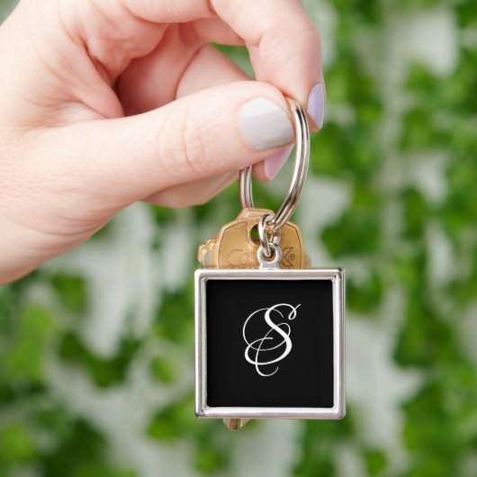 Trendy Elegant DIY Script Monogram/Black Schlüsselanhänger (Hand)