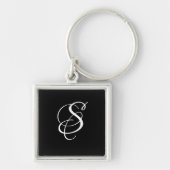 Trendy Elegant DIY Script Monogram/Black Schlüsselanhänger (Vorne)