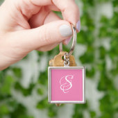 Trendy Elegant DIY Script Monogram/Pink Schlüsselanhänger (Hand)