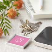 Trendy Elegant DIY Script Monogram/Pink Schlüsselanhänger (Seite)