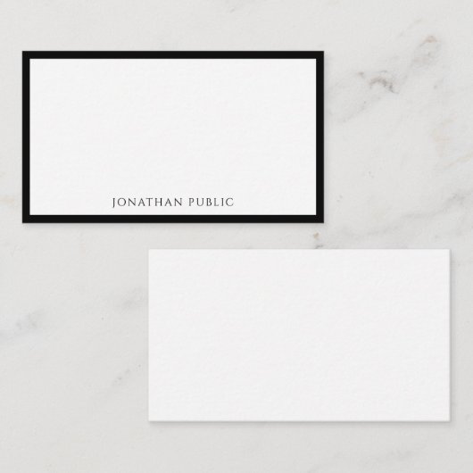 Trendy Elegant Einfaches Schwarz-weißes Template F Mitteilungskarte (Vorne/Hinten)