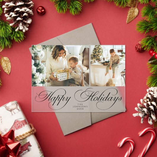 Trendy Elegant Family Photo Collage Christmas Card Acryleinladungen (Insitu (Feiertag))