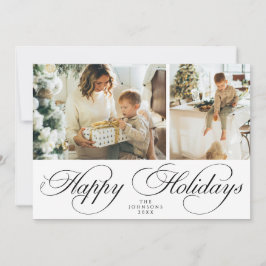 Trendy Elegant Family Photo Collage Christmas Feiertagskarte
