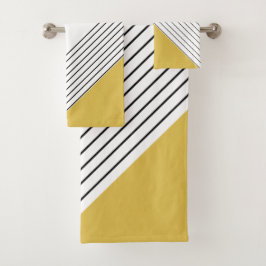 Trendy Elegant Geometric Chic Mustard Yellow Badhandtuch Set