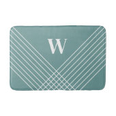 Trendy Elegant Geometric Monogram Ocean Blue Green Badematte (Vorderseite)