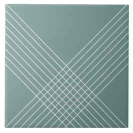 Trendy Elegant Geometric on Sage Green Fliese