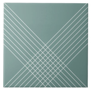 Trendy Elegant Geometric on Sage Green Fliese