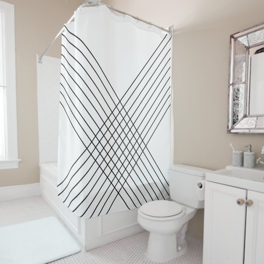 Trendy Elegant Geometric On White Duschvorhang (Beispiel)
