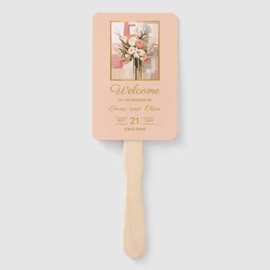 Trendy Elegant Geometric Wedding Program Hand Fan Fächer (Rückseite)