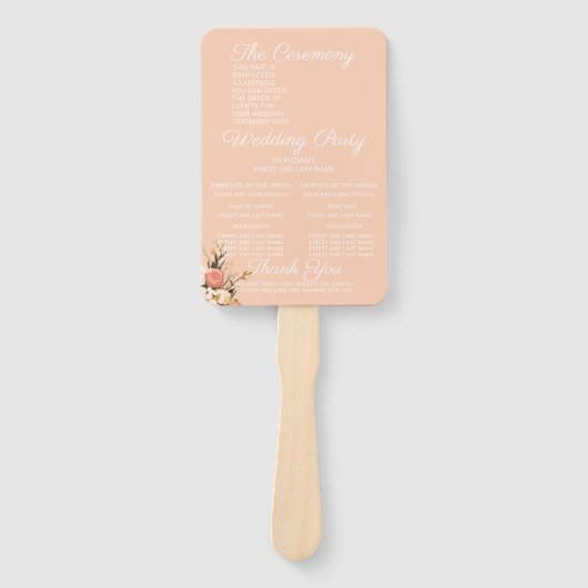 Trendy Elegant Geometric Wedding Program Hand Fan Fächer (Vorderseite)