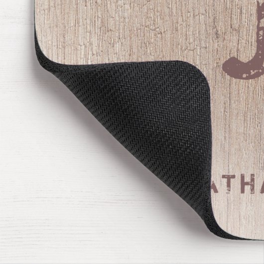 Trendy Elegant gestresster Text Monogram-Holzlook Mousepad (Ecke)