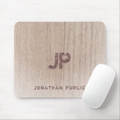 Trendy Elegant gestresster Text Monogram-Holzlook Mousepad (Mit Mouse)
