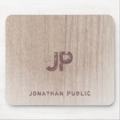Trendy Elegant gestresster Text Monogram-Holzlook Mousepad (Vorne)