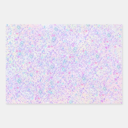 Trendy Elegant Glitzer Confetti Holographic Girly Geschenkpapier Set (Vorderseite 3)