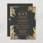 Trendy Elegant Gold Imitate Gezeichnet Leaf Muster Einladung (Vorne/Hinten)