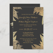 Trendy Elegant Gold Imitate Gezeichnet Leaf Muster Einladung (Vorne/Hinten)