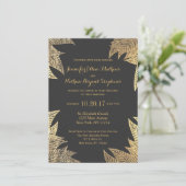 Trendy Elegant Gold Imitate Gezeichnet Leaf Muster Einladung (Stehend Vorderseite)