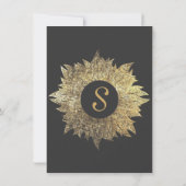 Trendy Elegant Gold Imitate Gezeichnet Leaf Muster Einladung (Rückseite)