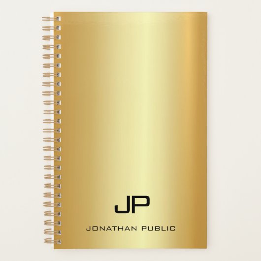 Trendy Elegant Gold Look Moderner Monogram Name Planer (Vorderseite)