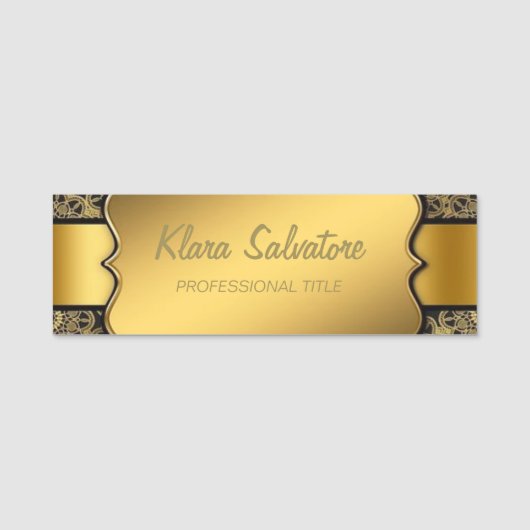 Trendy Elegant Gold Name Tag Namensschild (Vorderseite)
