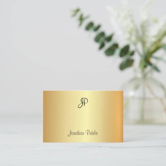Trendy Elegant Gold Template Handgeschriebenes Mon Visitenkarte (Stehend Vorderseite)