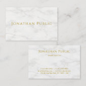 Trendy Elegant Gold Text Weiße Marmorvorlage Visitenkarte (Vorne/Hinten)