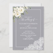 Trendy Elegant Gray Rustic Script Foto Wedding Einladung (Vorderseite)