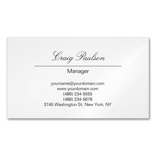 Trendy Elegant Hand Writing White Magnetische Visitenkarte (Vorderseite)