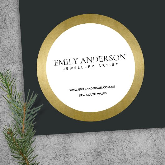 TRENDY ELEGANT IMITATS GOLD FOIL TEXTURE BUSINESS RUNDER AUFKLEBER