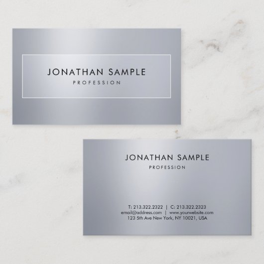 Trendy Elegant Minimalistisch Modernes Silber Schl Visitenkarte (Vorne/Hinten)