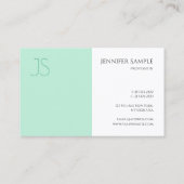 Trendy Elegant Mint Green Modern Monogram Template Visitenkarte (Rückseite)