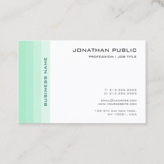 Trendy Elegant Mint Green Modern Simple Visitenkarte (Vorderseite)