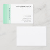 Trendy Elegant Mint Green Modern Simple Visitenkarte (Vorne/Hinten)