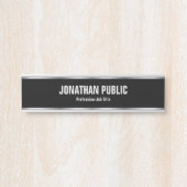 Trendy Elegant Modern Black And Silver Template Türschild (Vorderseite )