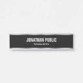 Trendy Elegant Modern Black And Silver Template Türschild (Vorderseite )