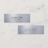 Trendy Elegant Modernes Freehand Script Silver Sch Mini Visitenkarte (Vorne/Hinten)