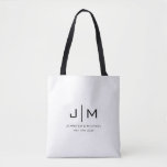 Trendy Elegant Modernes Wedding Couple Monogram Tasche<br><div class="desc">Moderne einfache Vorlage Hochzeit Monogram Couple Initials Text Upload Bild,  Foto,  Minimalistisch Shopping Shoulder Tote Bag hinzufügen.</div>