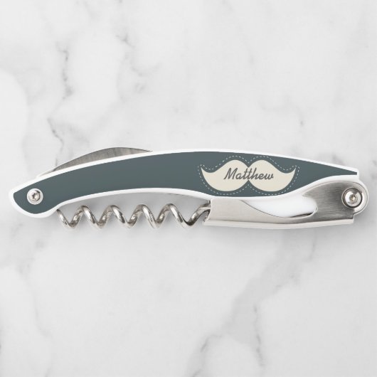 Trendy Elegant Mustache Personalisiert Kellnermesser (Rückseite)