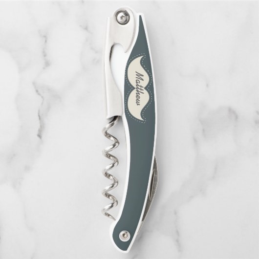 Trendy Elegant Mustache Personalisiert Kellnermesser (Vorderseite)