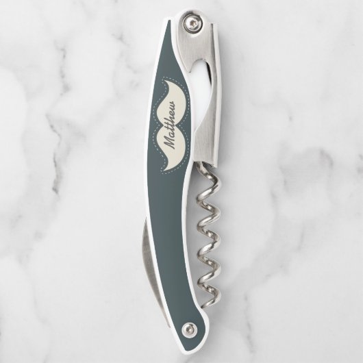 Trendy Elegant Mustache Personalisiert Kellnermesser (Rückseite)