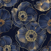 Trendy Elegant Navy and Gold Floral Table Setting Mittelgroßer Tischläufer