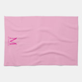 Trendy Elegant Personalized Hot Pink Monogrammed Geschirrtuch (Horizontal)