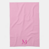 Trendy Elegant Personalized Hot Pink Monogrammed Geschirrtuch (Vertikal)