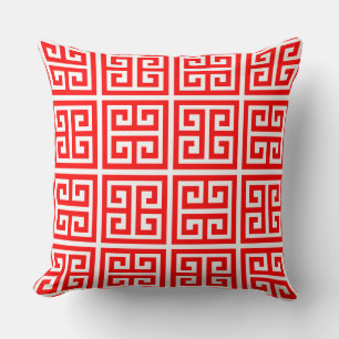 Trendy Elegant Red Greece Key Pattern Kissen