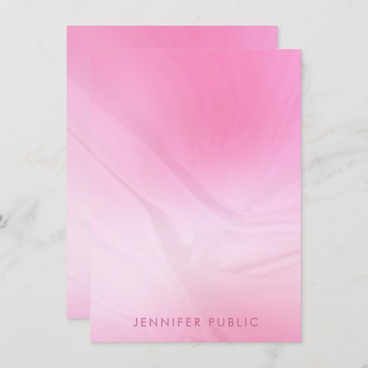 Trendy Elegant rosa Modernes Template Rectangle Mitteilungskarte (Vorne/Hinten)