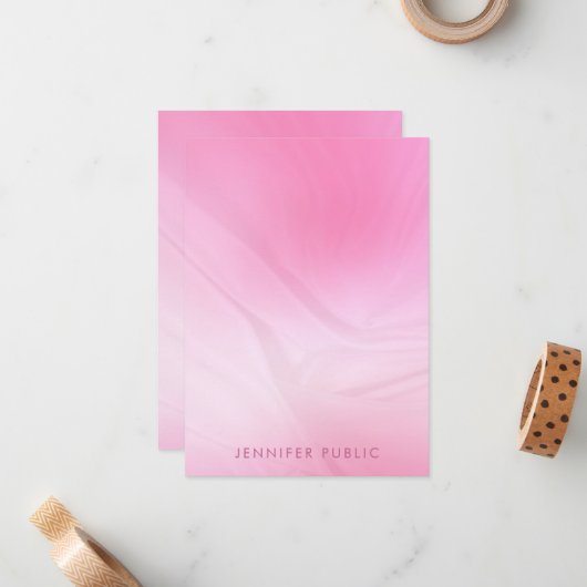 Trendy Elegant rosa Modernes Template Rectangle Mitteilungskarte (Vorderseite/Rückseite Beispiel)