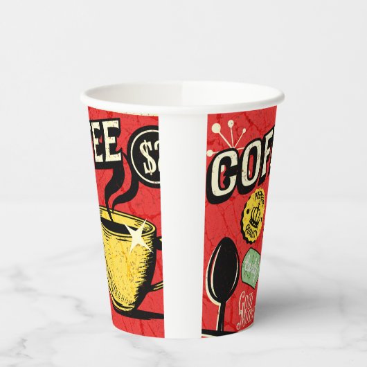 Trendy elegant rustic coffee lovers red  pappbecher (Links)